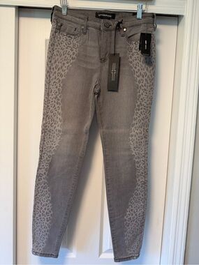 Liverpool Women's Grey Skinny Jeans with Leopard Side Panels